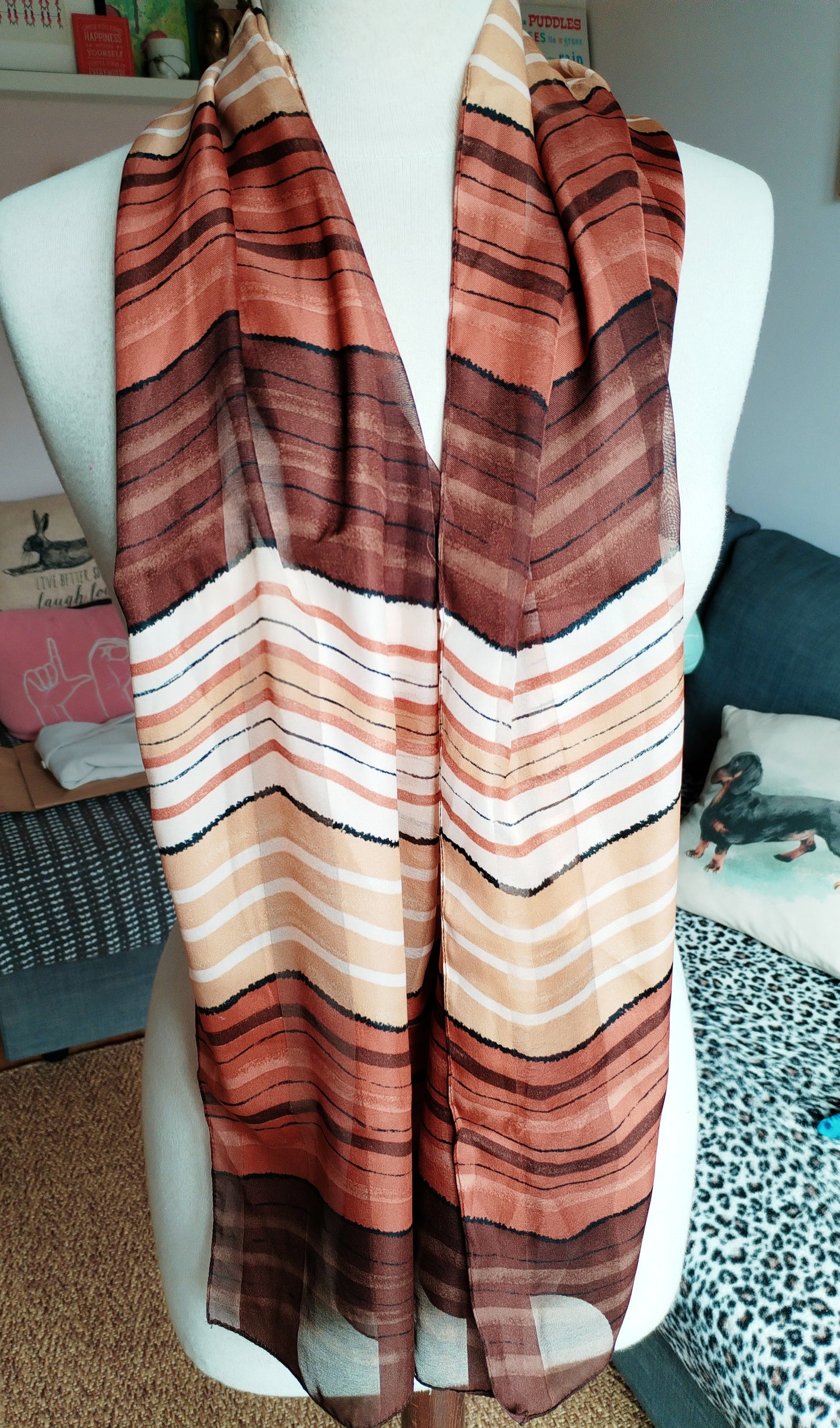 Brown swirls scarf