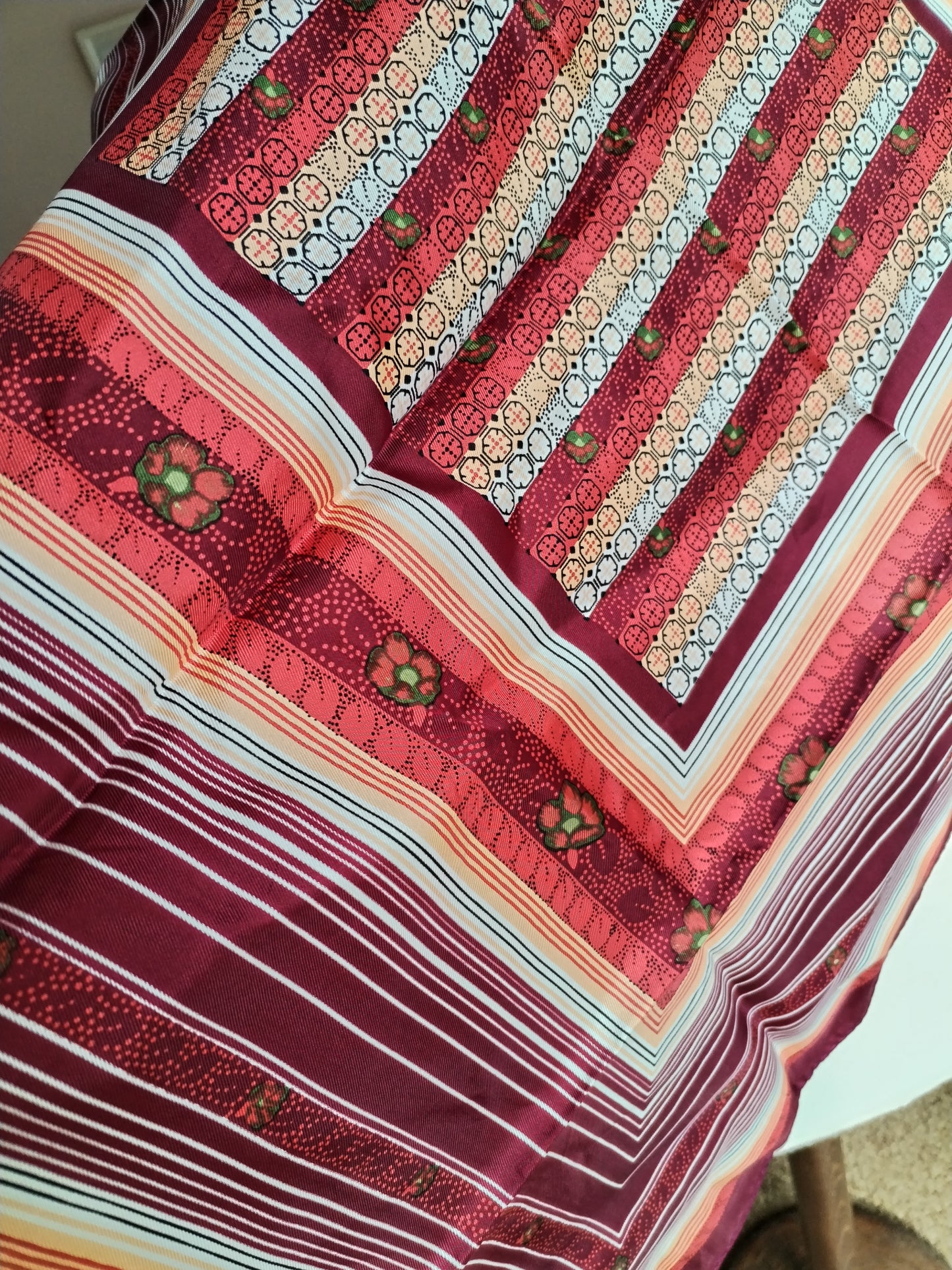 Hand painted vintage red scarf