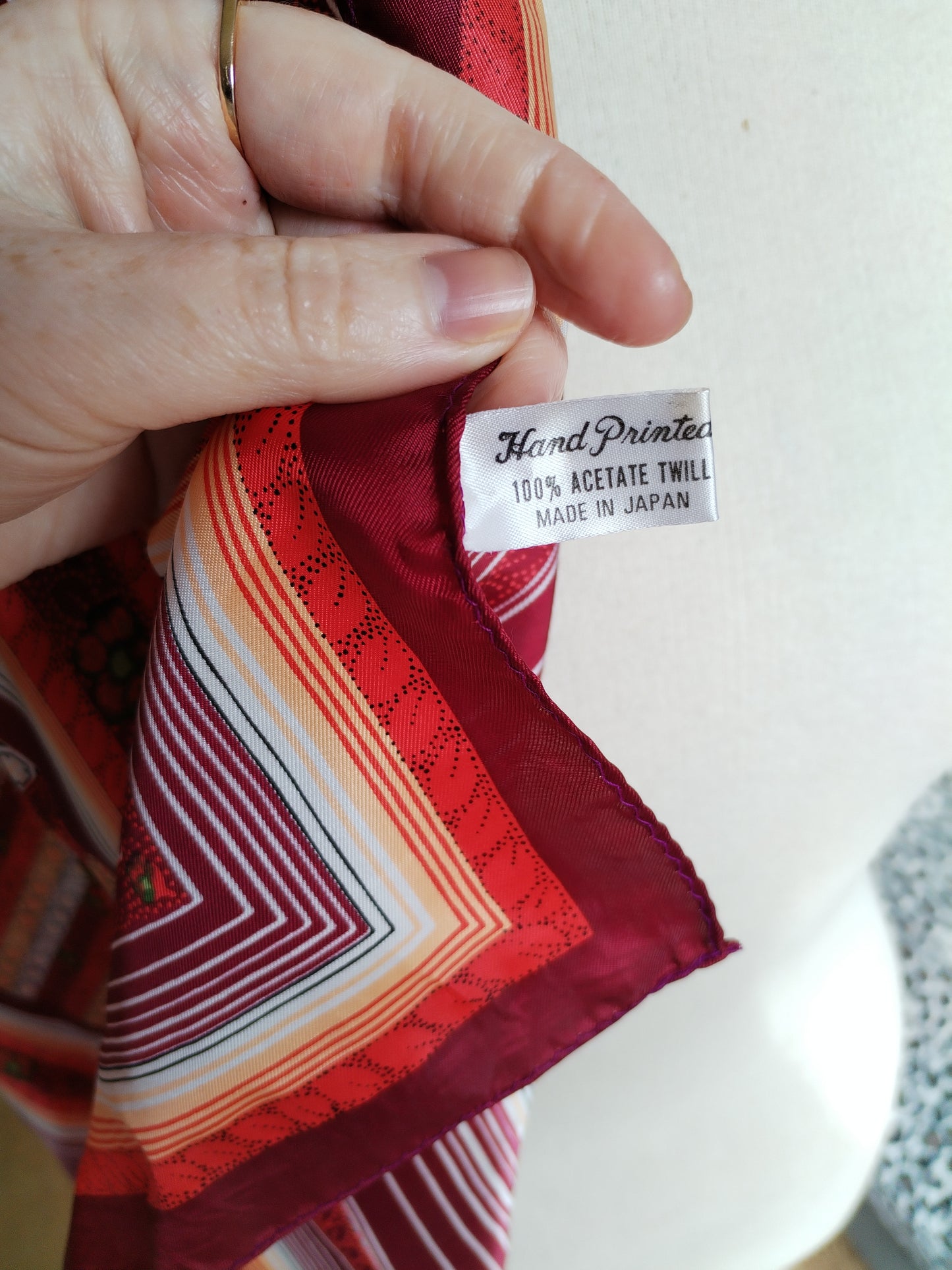 Hand painted vintage red scarf