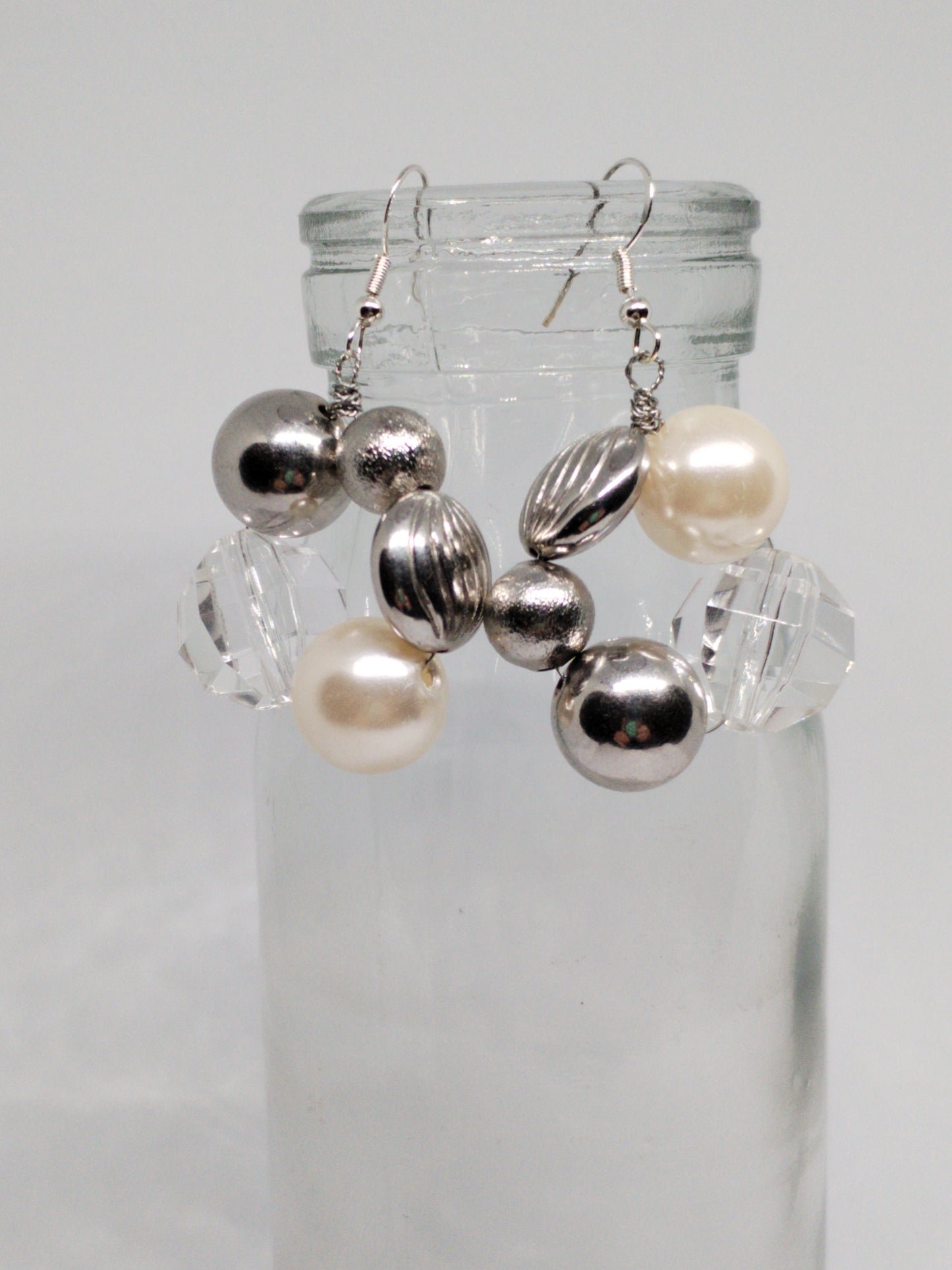 Handwired crystal & pearl hoops