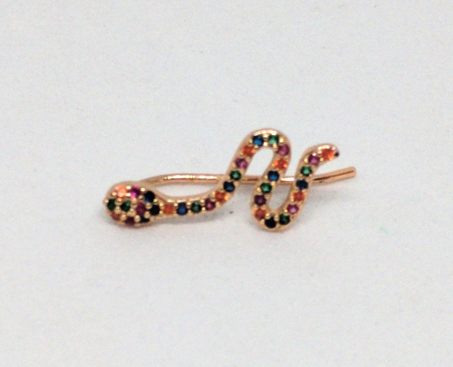Stainless steel bejewelled snake ear climber