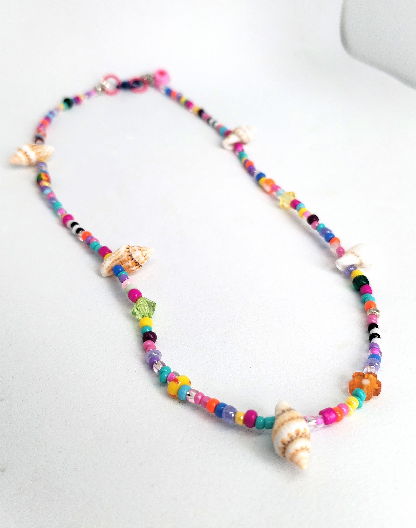 Rainbow shell beaded necklace