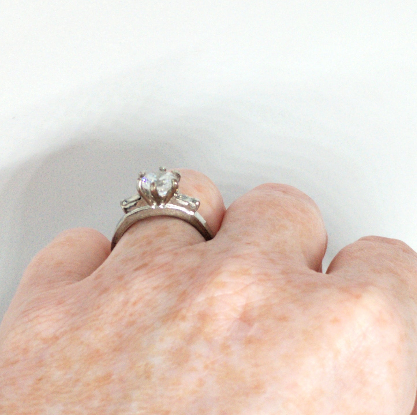 Silver crystal ring