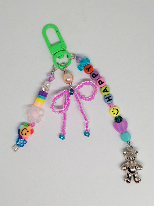 Happy bows & teddy bag charm