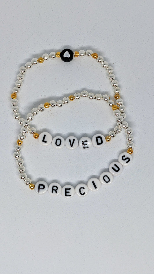 Personalised silver & gold beaded bracelet