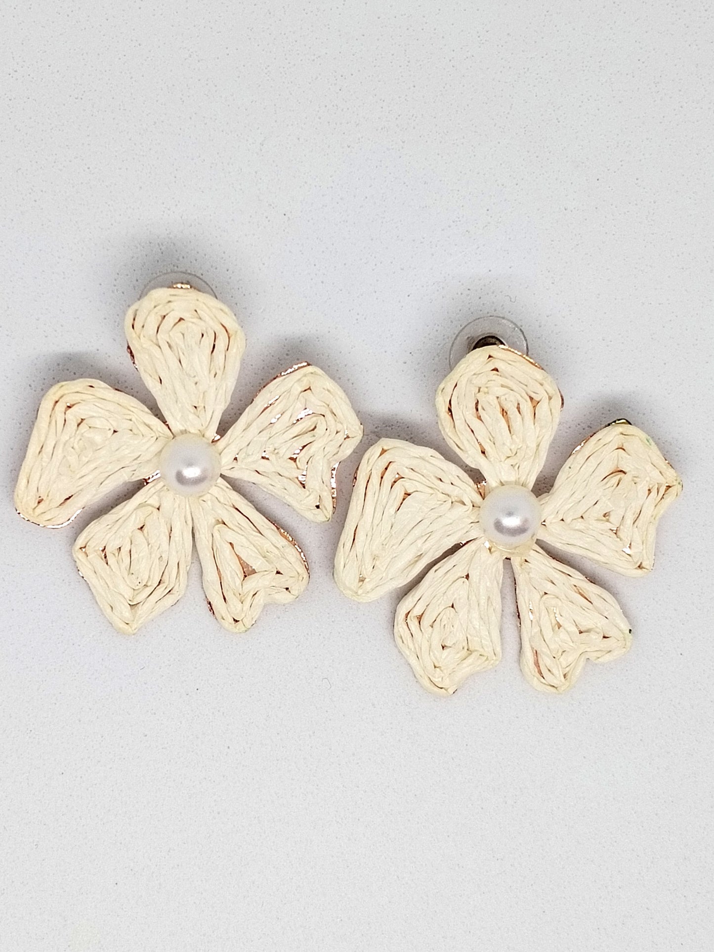 Cream flower statement earrings