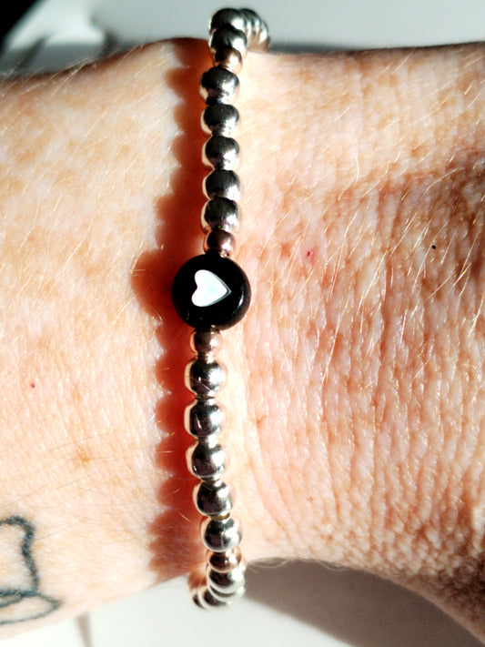 Silver heart beaded bracelets