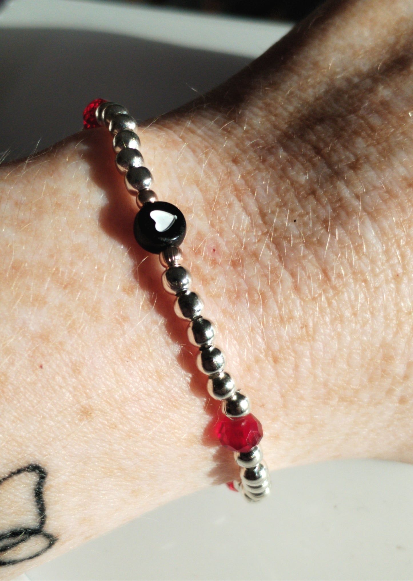 Silver heart beaded bracelets