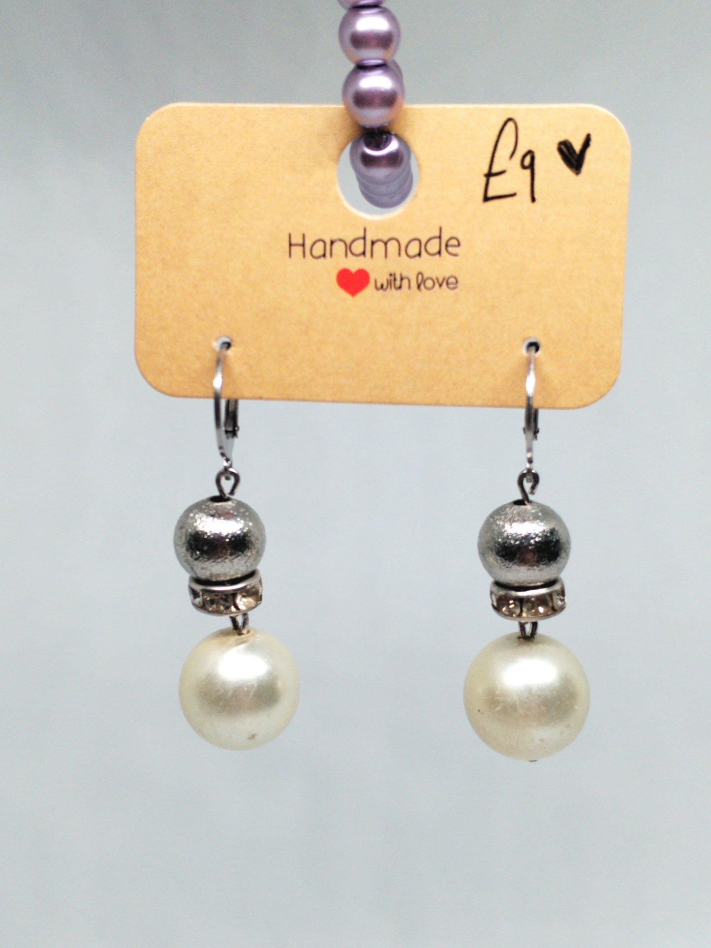 Reworked pearl & silver huggies