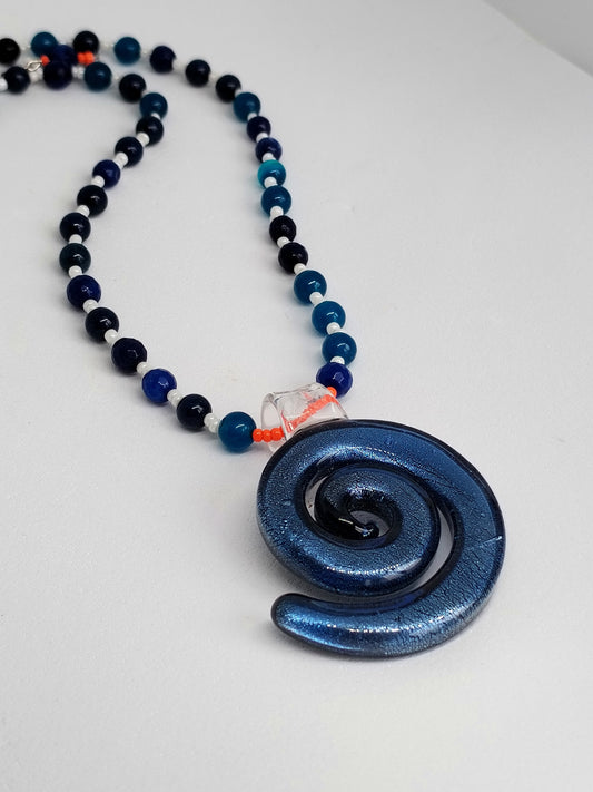 Blue swirl necklace