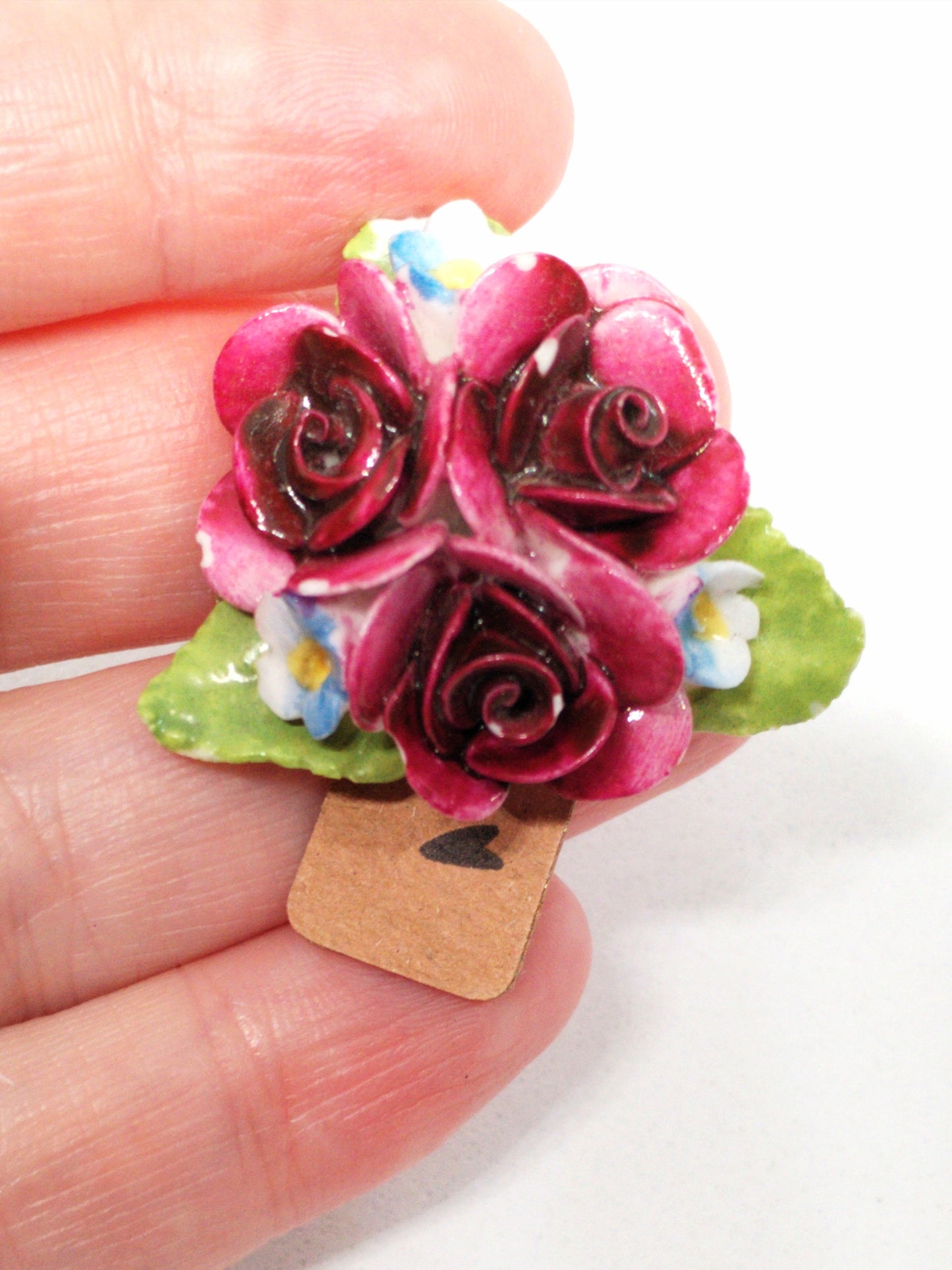 Vintage porcelain flower brooch