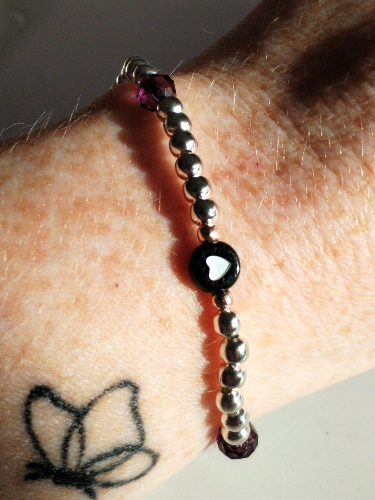 Silver heart beaded bracelets
