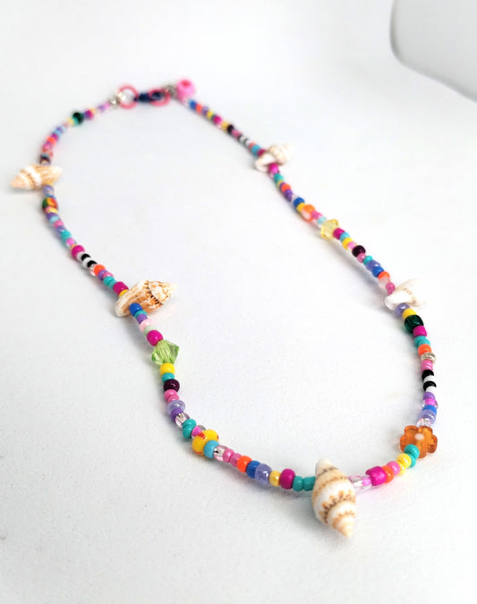 Rainbow shell beaded necklace