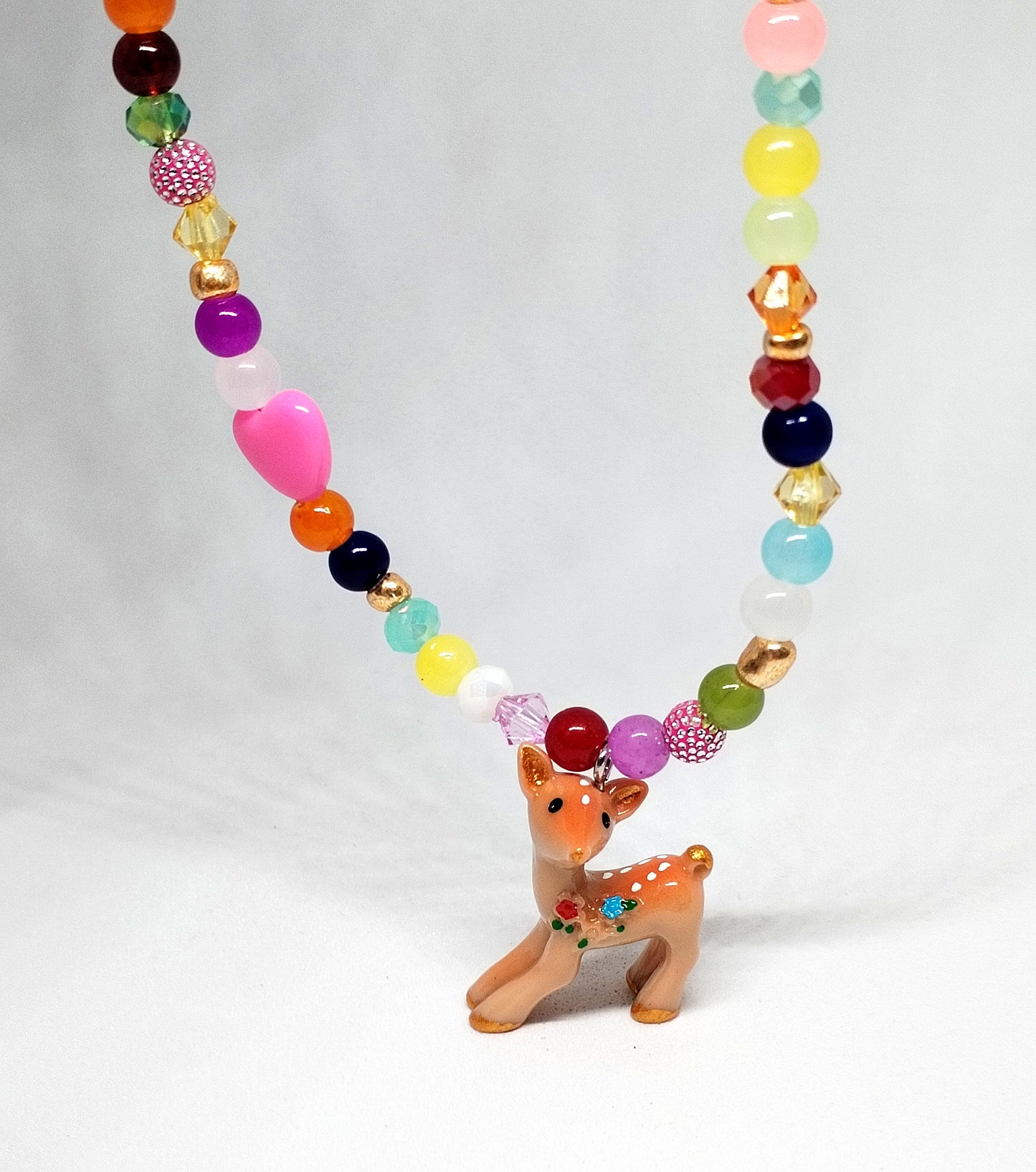 Cute colourful deer necklace