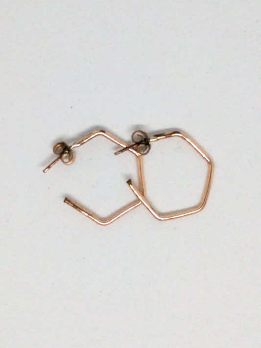 Rose gold angled hoops