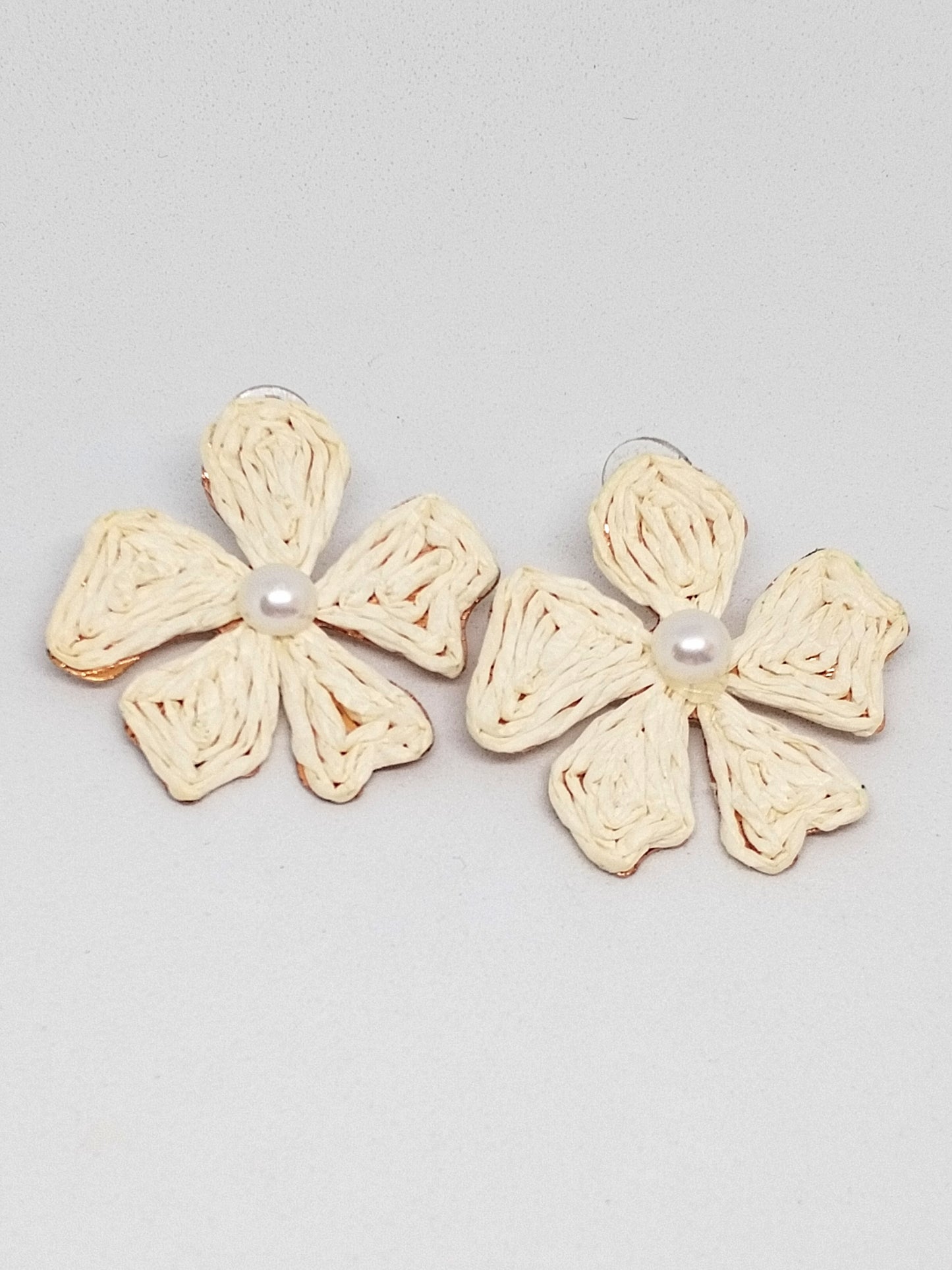 Cream flower statement earrings