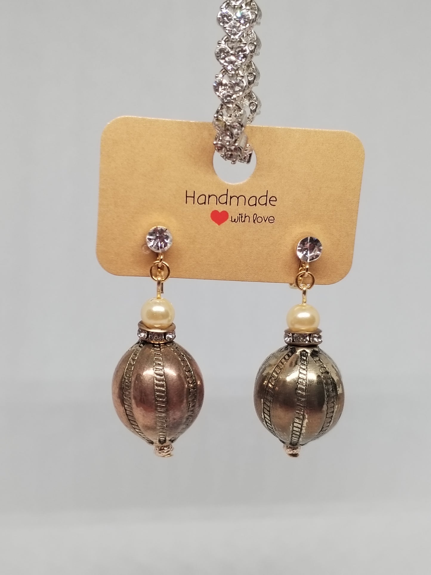 Gold & pearl drop clip on earrings